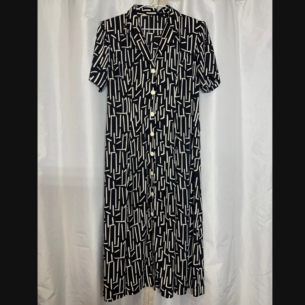 Vintage 90s Geometric Print Midi Dress size M